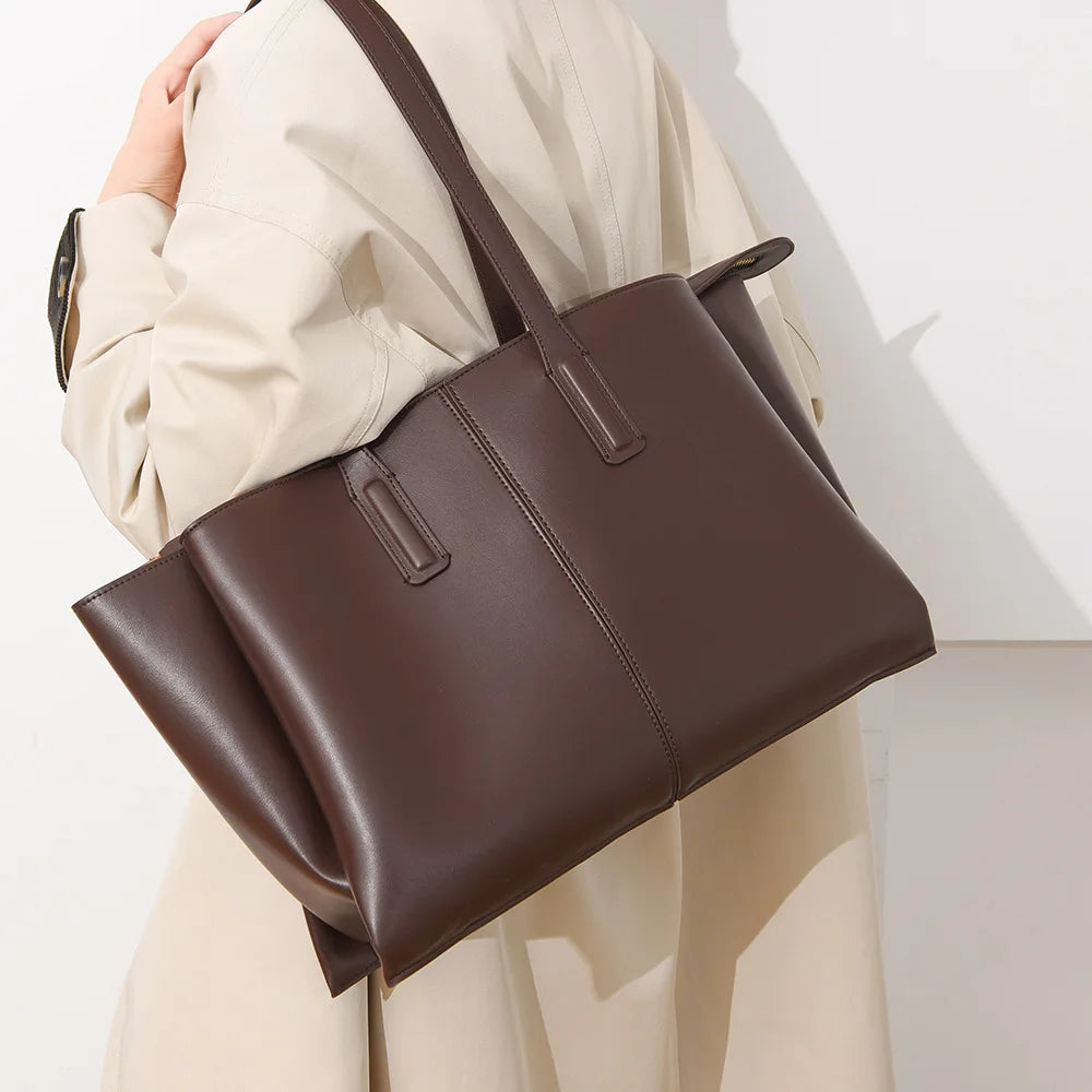 Sac ordinateur femme cabas zippé en simili cuir microfibre