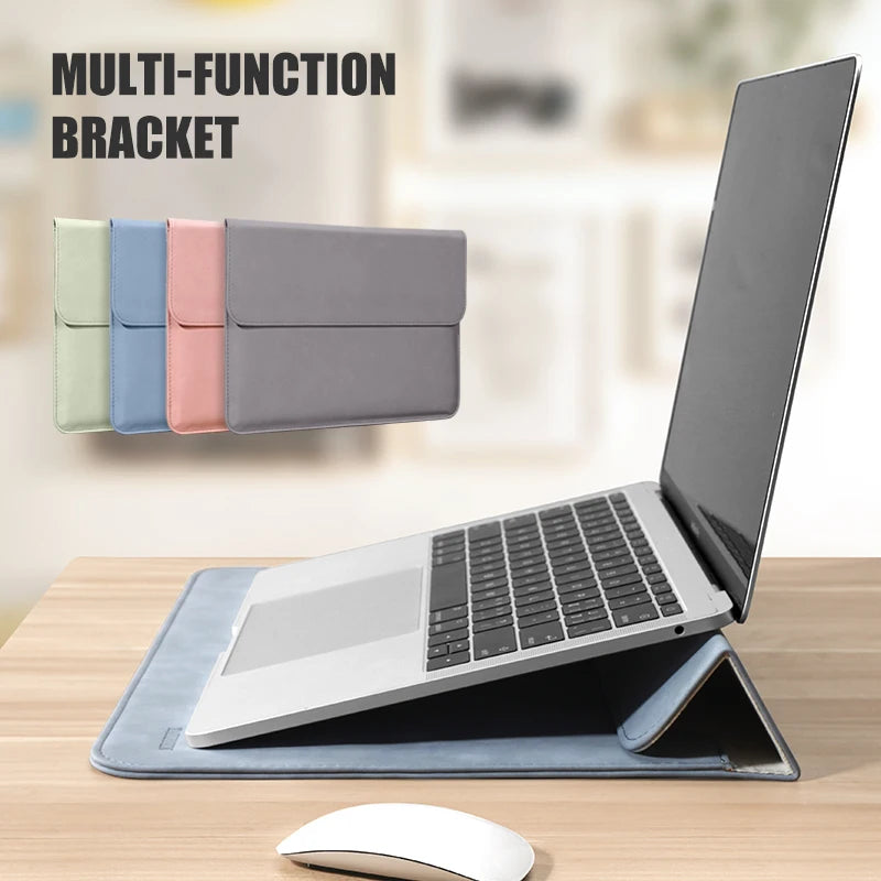 Housse ordinateur en simili cuir effet daim, support 3 hauteurs