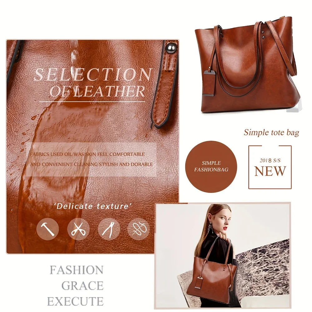 Sac ordinateur femme, cabas en simili cuir ciré à double anse