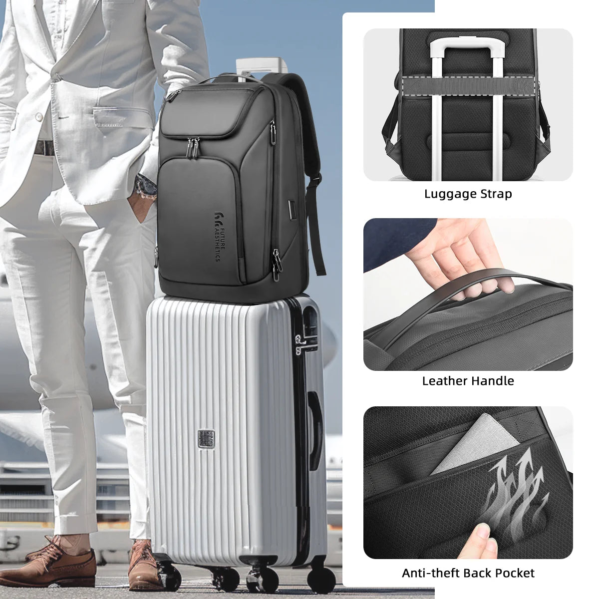 Sac à dos ordinateur 17,3 pouces, poche antivol au dos et port USB