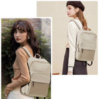 Sac à dos ordinateur femme en nylon, poche avant et zips dorés