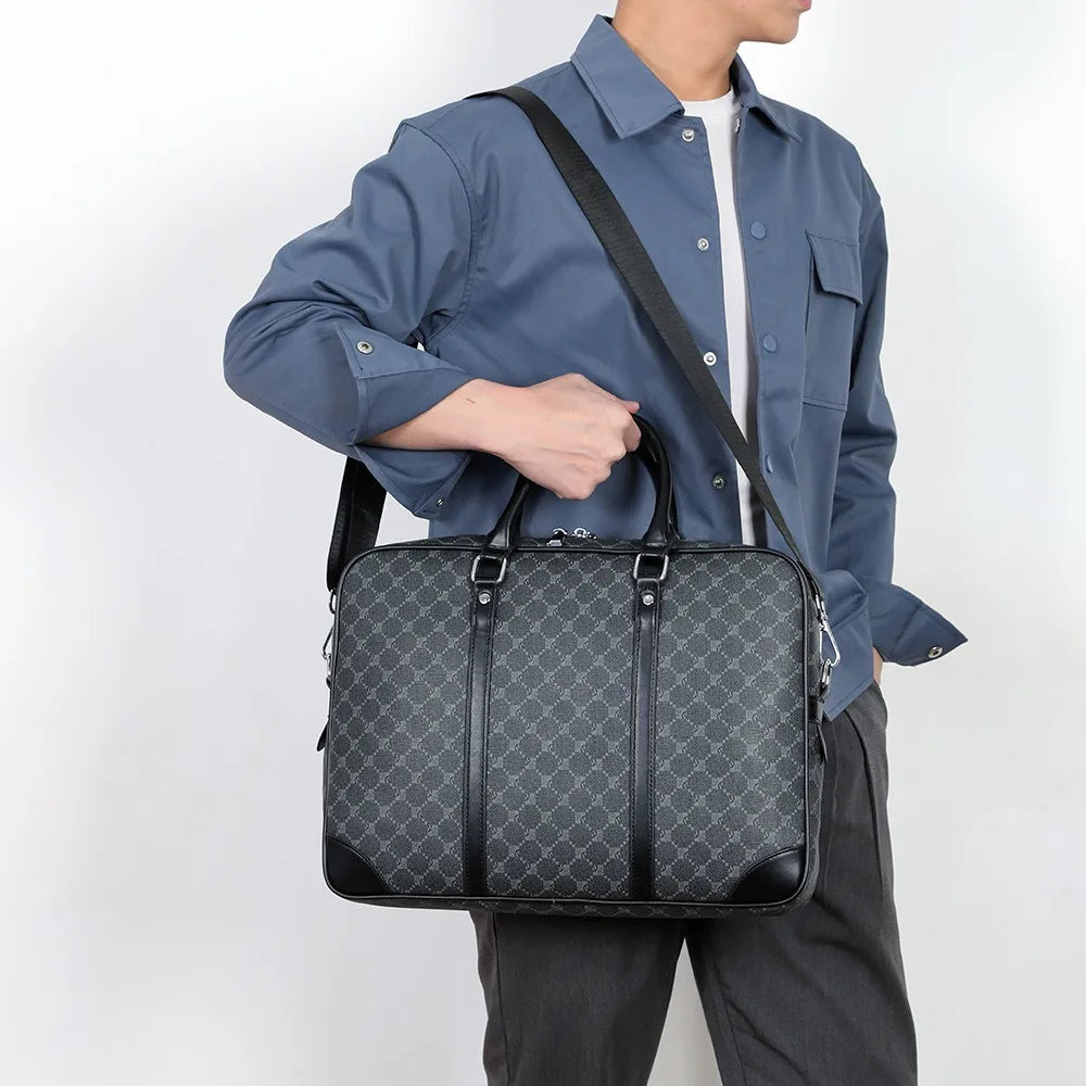 Sacoche ordinateur homme 17 pouces en simili cuir, sept finitions
