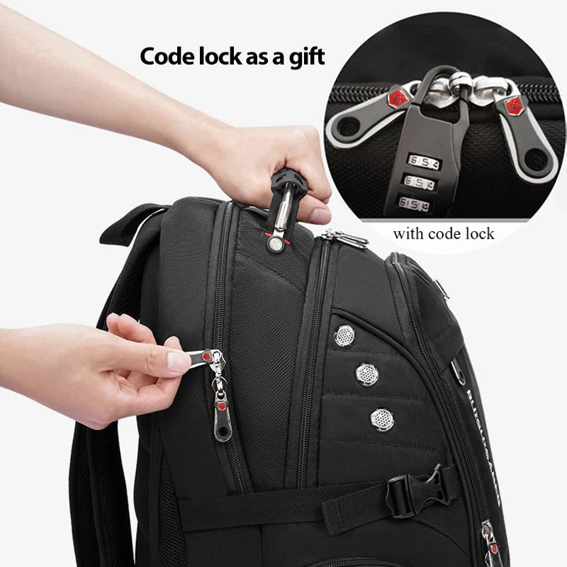 Sac à dos ordinateur antivol 17 pouces avec cadenas, dos ventilé