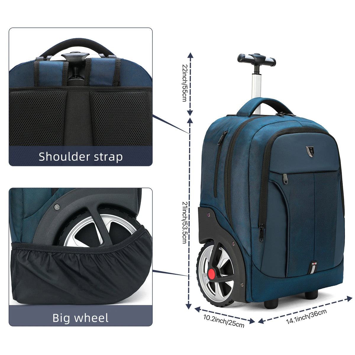 Des roues couvertes pour porter le sac au dos