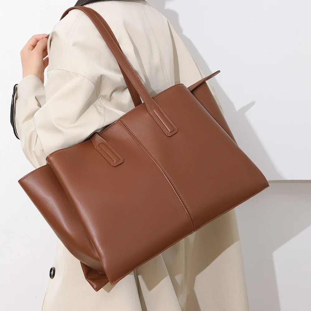 Sac ordinateur femme cabas zippé en simili cuir microfibre
