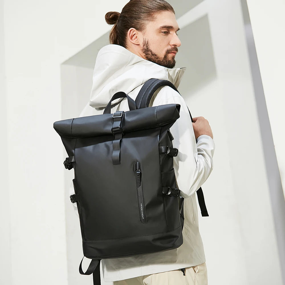 Sac à dos ordinateur 15,6 pouces roll-top extensible, port USB