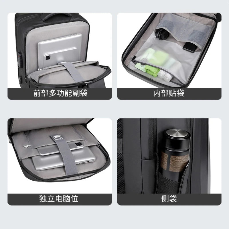 Sac à dos ordinateur USB 15 pouces à coque ABS et cadenas à code
