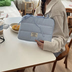 Pochette ordinateur femme matelassée bleu ciel, jusqu'à 16 pouces