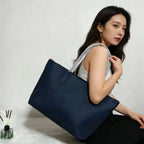 Sac ordinateur femme cabas zippé en toile enduite, 40 x 27 cm