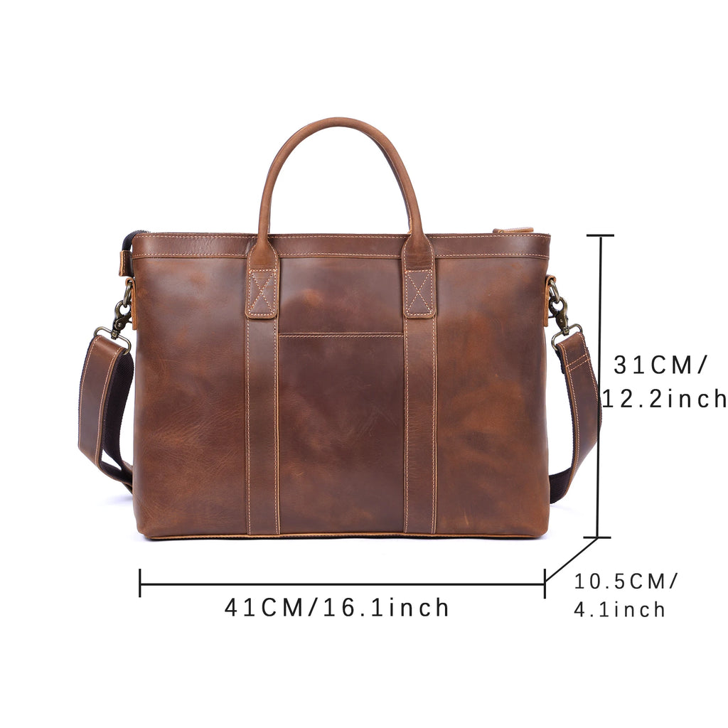 Sacoche ordinateur cuir 16 pouces en vachette crazy horse