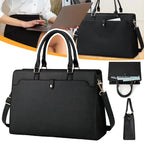 Sac ordinateur femme noir grand format, bandoulière amovible