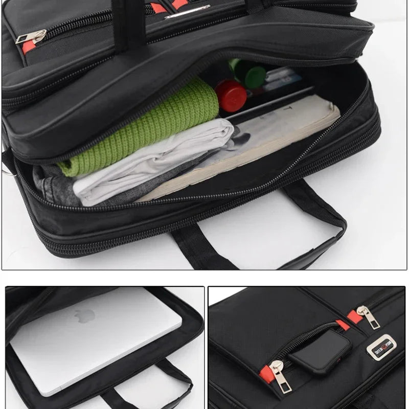 Sacoche ordinateur 15,6 pouces en nylon, double poche avant
