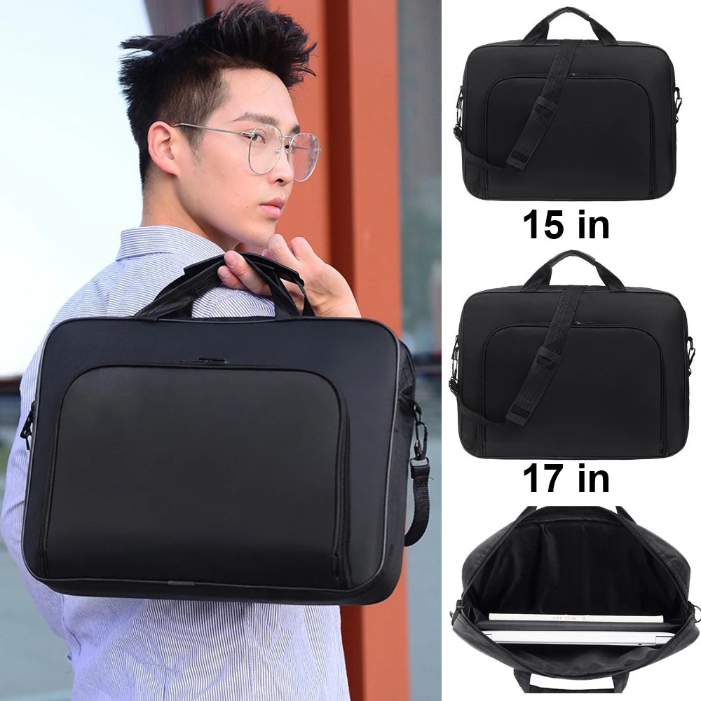Sacoche ordinateur nylon noir format A4, 15,6 ou 17 pouces