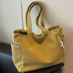 Sac ordinateur cabas en velours côtelé, zippé à poches latérales