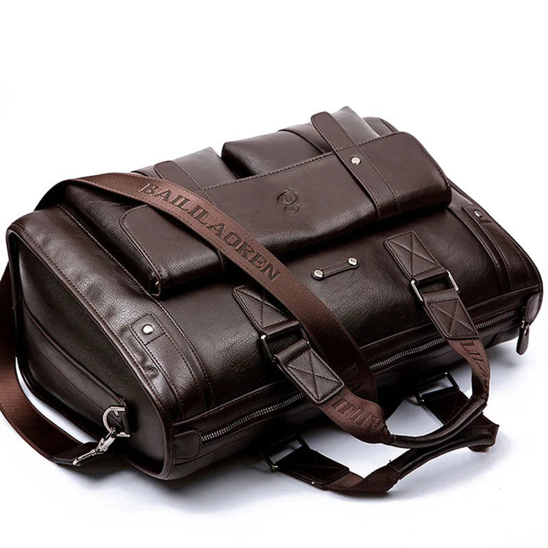 Sacoche ordinateur homme simili cuir 14 ou 15,6 pouces, deux tailles