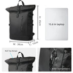 Sac à dos ordinateur 15,6 pouces roll-top extensible, port USB
