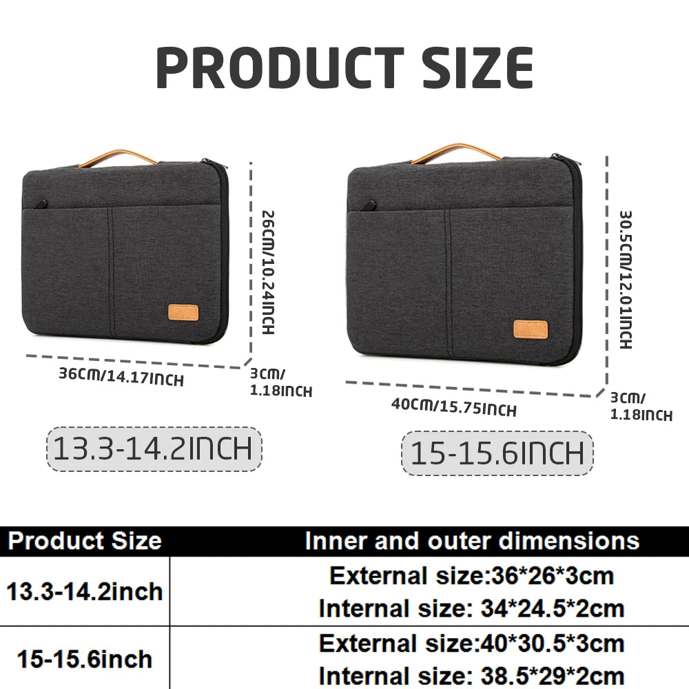 Pochette ordinateur à poche avant et poignée camel, 14 ou 15,6 pouces