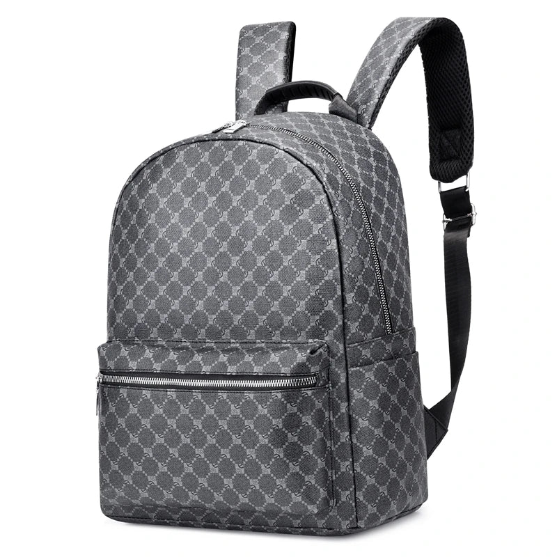 Sac à dos ordinateur 13 pouces en simili cuir à motif gris