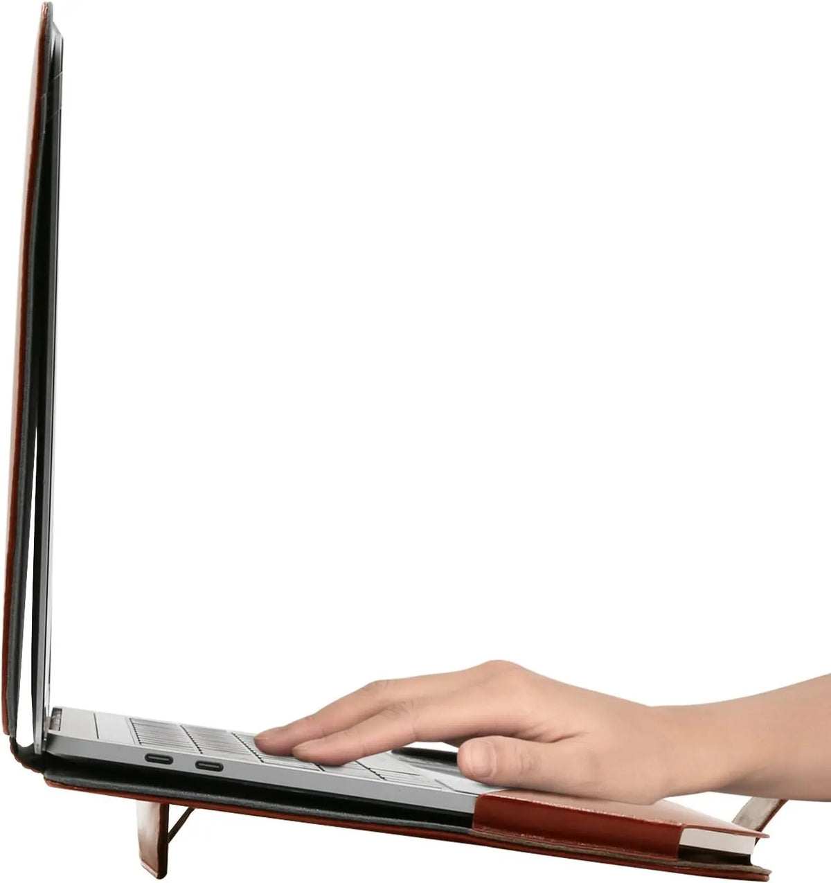 Housse ordinateur 13 pouces folio en simili cuir, rabat et support