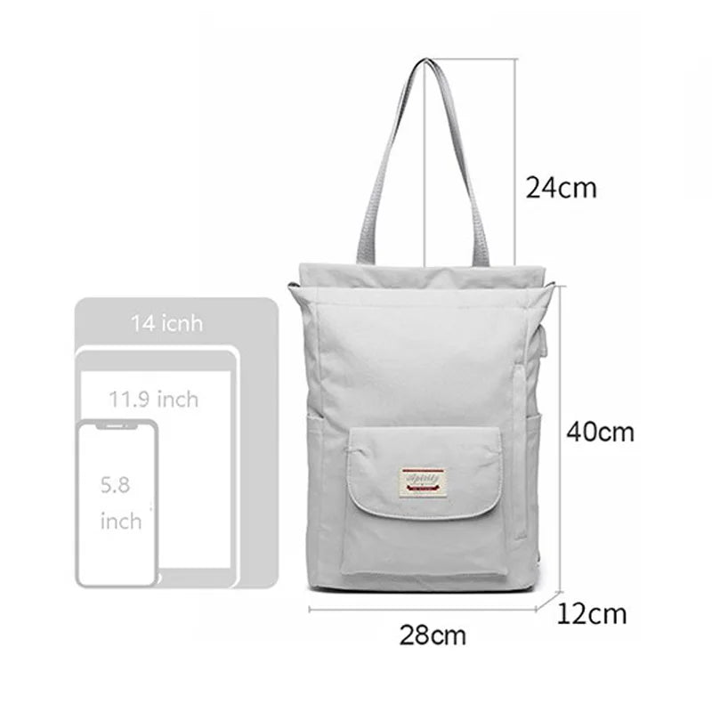 Sac à dos ordinateur femme 14 pouces convertible en cabas, port USB