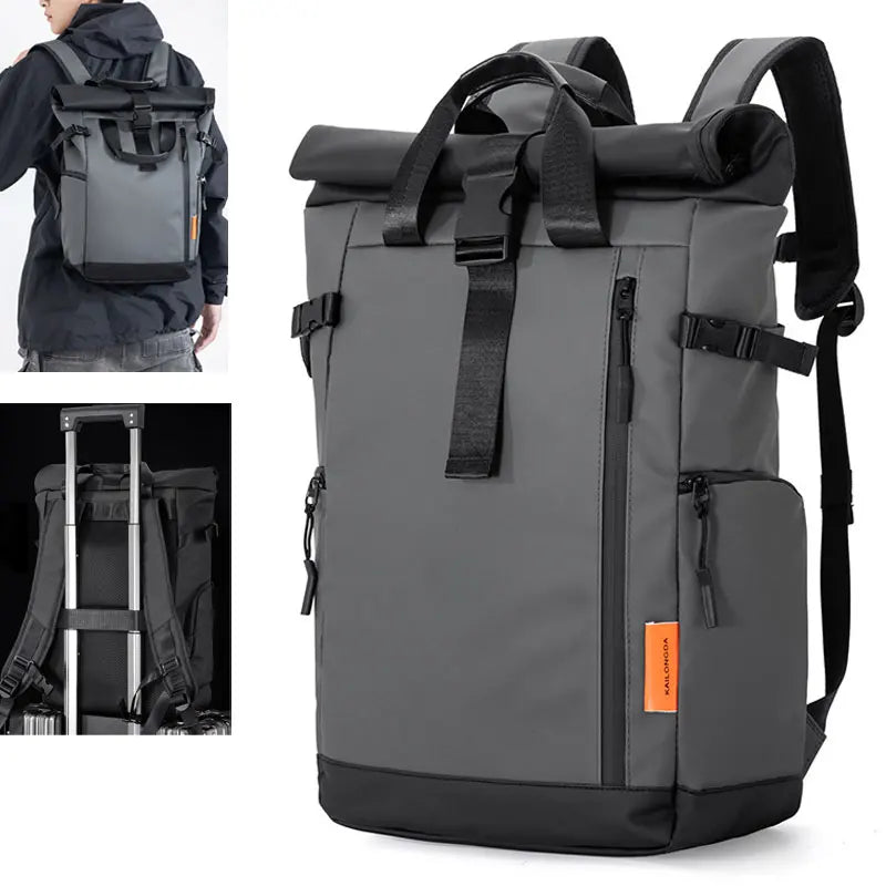 Sac à dos ordinateur 16 pouces à rabat roulé, extensible 20 à 25 L