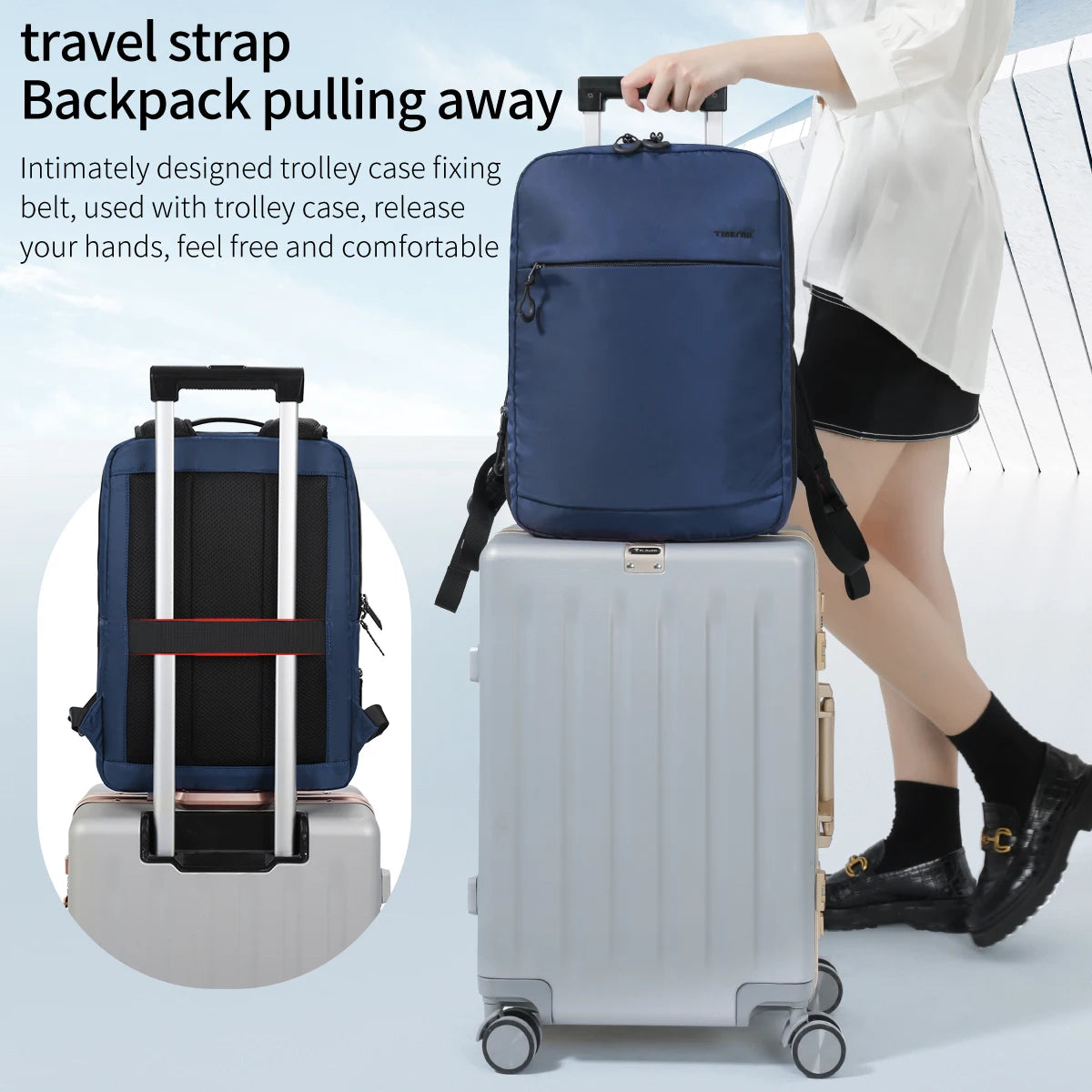 Sac à dos ordinateur 15,6 pouces fin et extensible, nylon déperlant