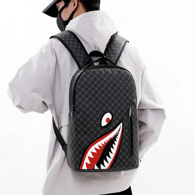 Sac à dos ordinateur 15 pouces homme en simili cuir noir uni