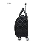 Trolley ordinateur femme matelassé noir à roulettes pivotantes