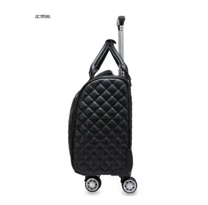 Trolley ordinateur femme matelassé noir à roulettes pivotantes