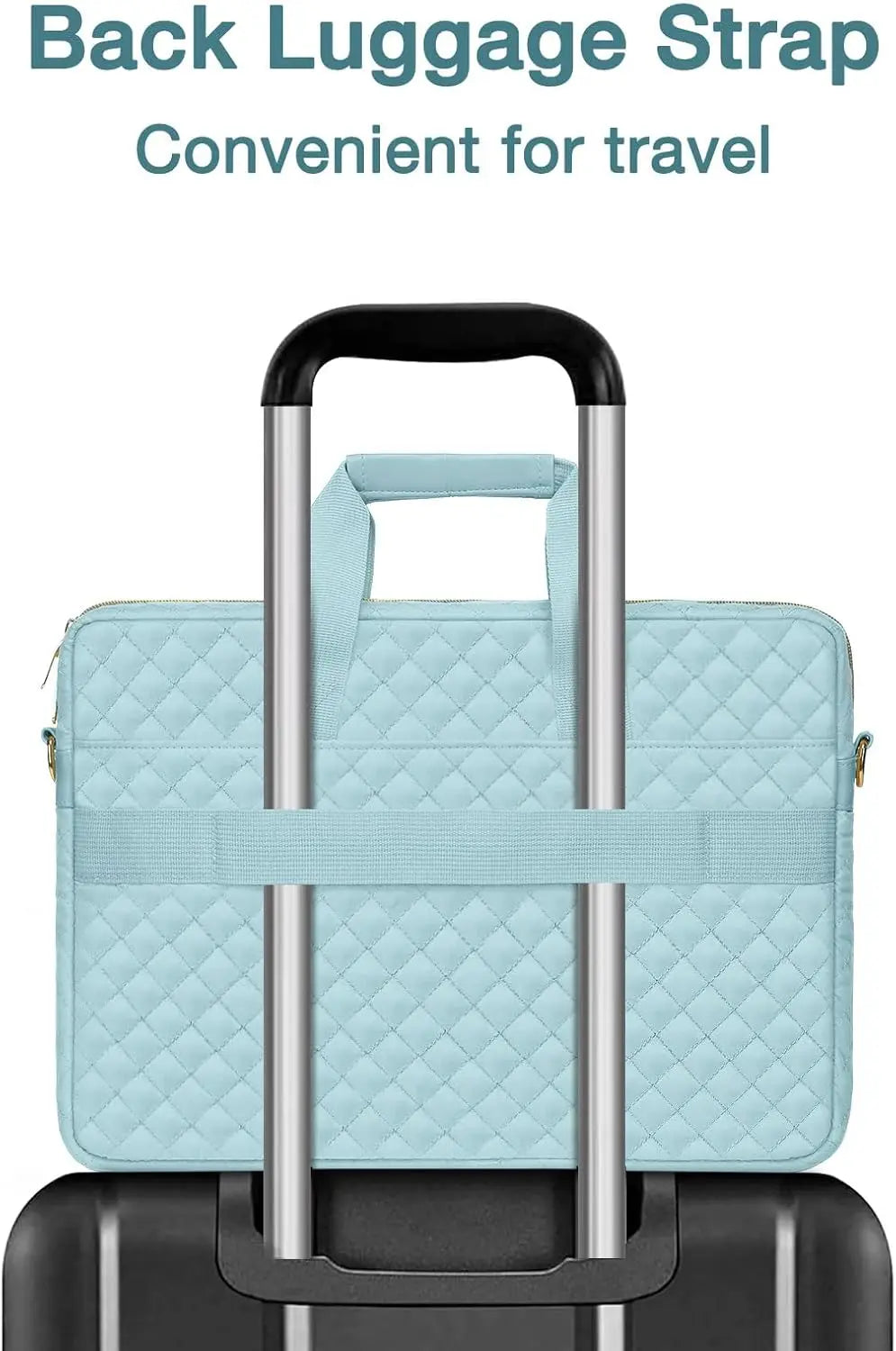 Sacoche ordinateur 16 pouces matelassée, bandoulière et zips dorés