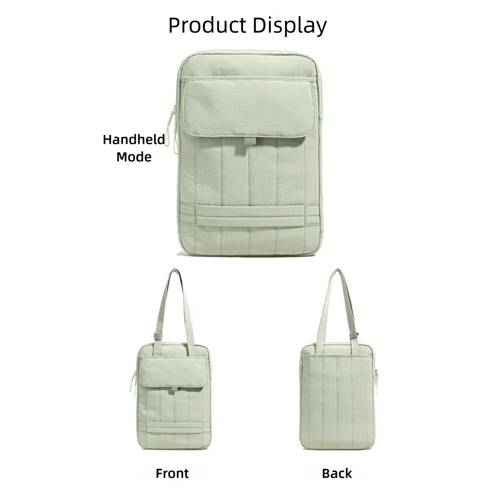 Sac ordinateur cabas vertical matelassé en toile, poche à rabat