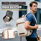 Sac à dos ordinateur USB en nylon à liserés camel, 4 coloris