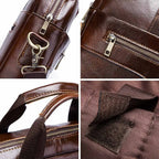 Sacoche ordinateur cuir homme 13,3 pouces, cuir ciré marron ou noir
