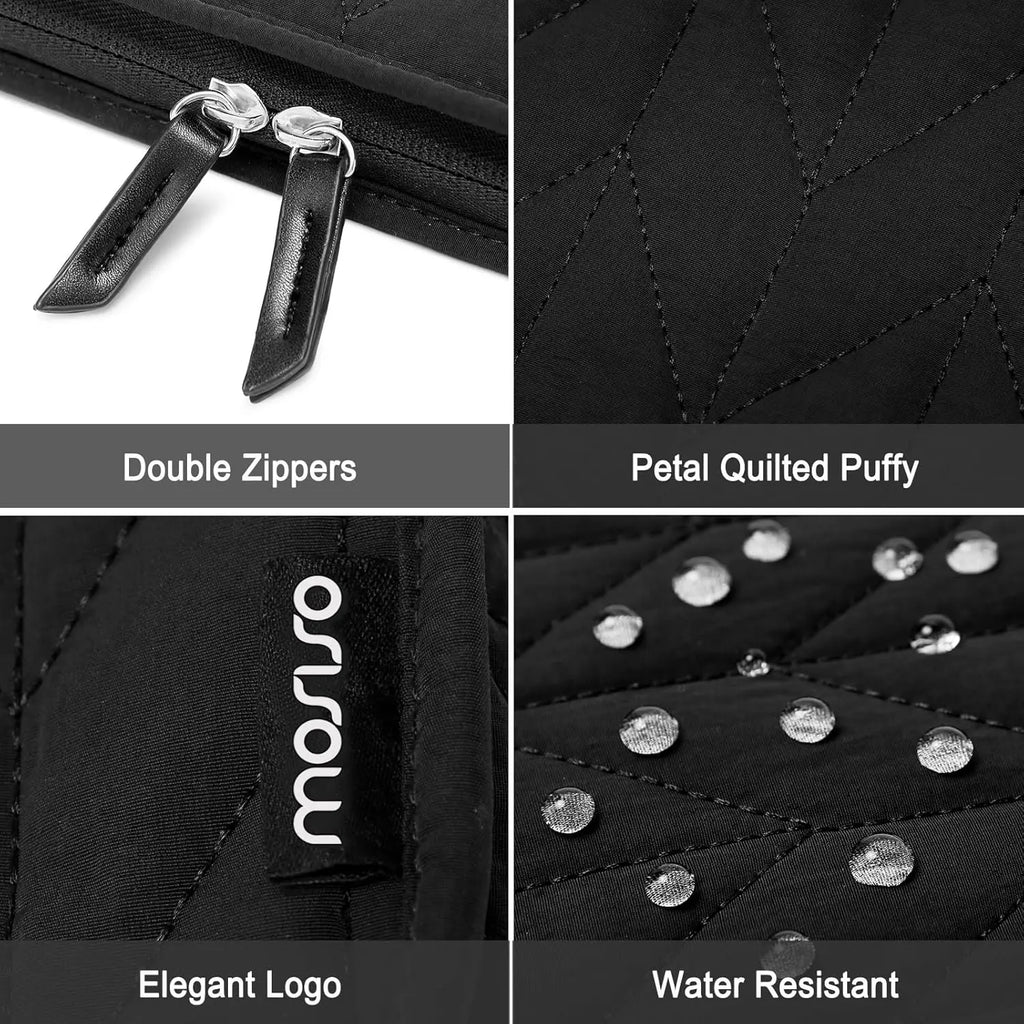 Pochette ordinateur noire matelassée en chevrons, 13 à 14 pouces