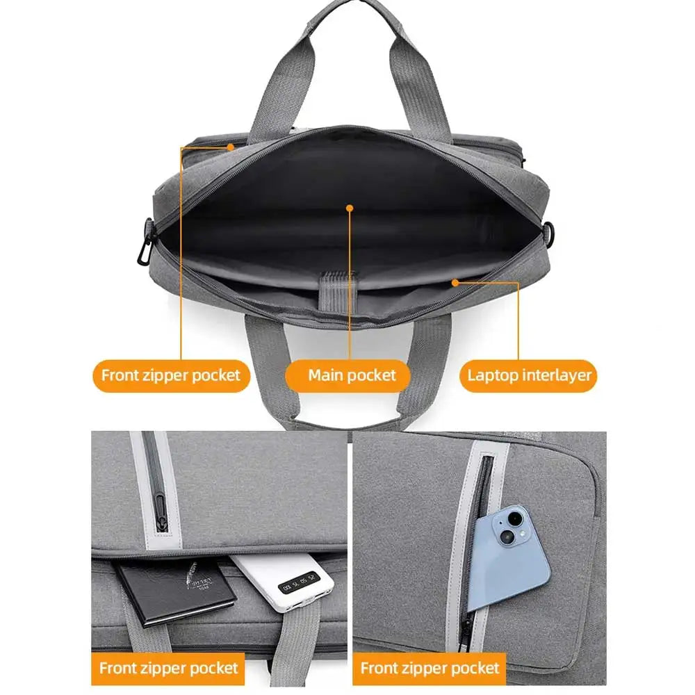 Sacoche ordinateur 15,6 pouces en polyester déperlant, 3 portés