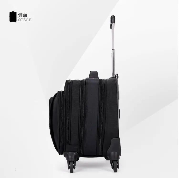 Trolley ordinateur 15,6 pouces en toile oxford, 4 roulettes