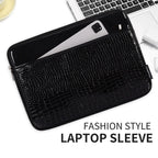 Pochette ordinateur effet croco verni, poche avant pour tablette