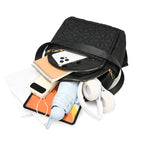 Sac à dos ordinateur compact en nylon matelassé, finitions dorées