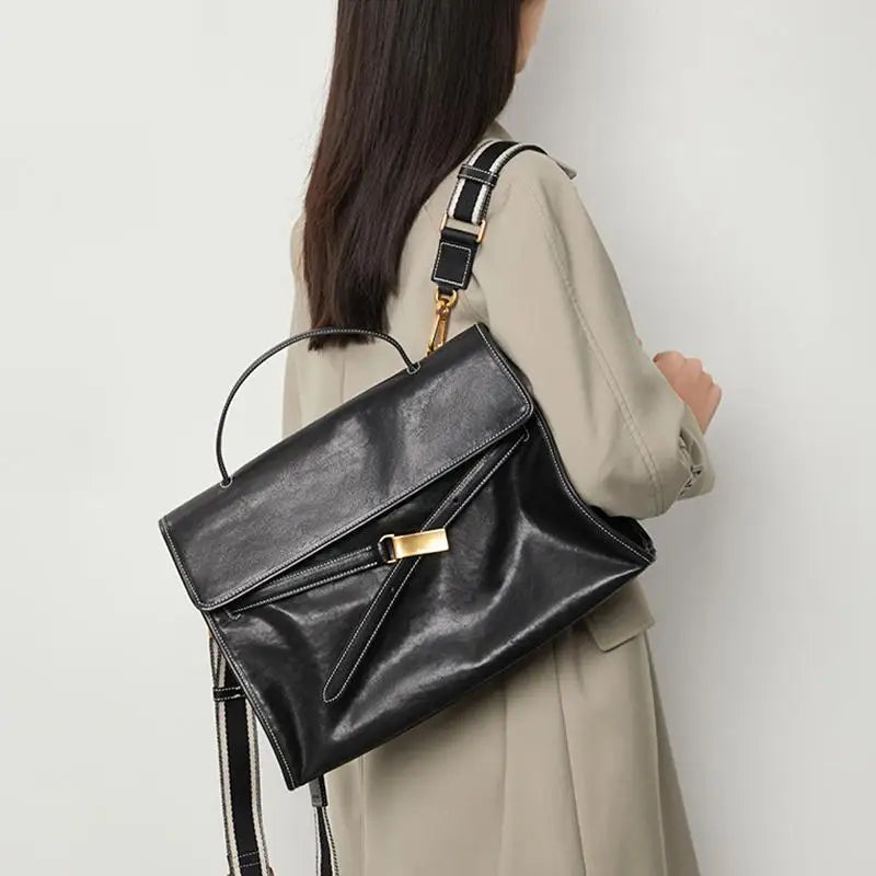 Sac à dos ordinateur femme convertible en simili cuir noir