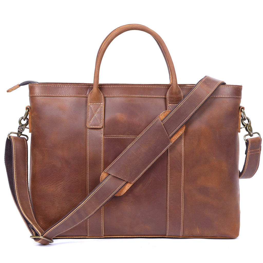 Sacoche ordinateur cuir 16 pouces en vachette crazy horse