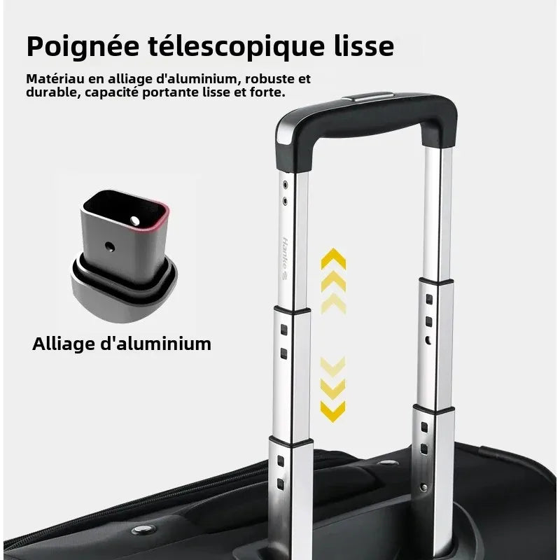Trolley ordinateur cabine en nylon, 4 roulettes et serrure à code