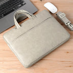 Pochette ordinateur à poignées en simili cuir mat, cinq coloris