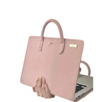 Pochette ordinateur femme rose en simili cuir à deux poignées