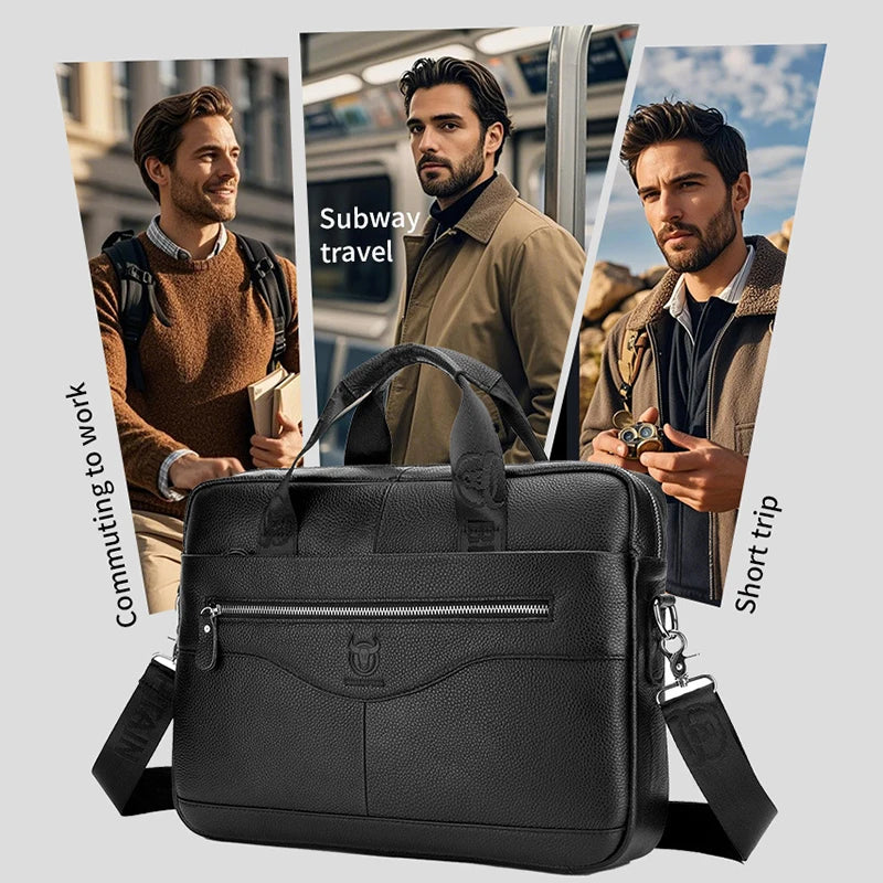 Sacoche ordinateur cuir homme 16 pouces, grainé, noir ou marron