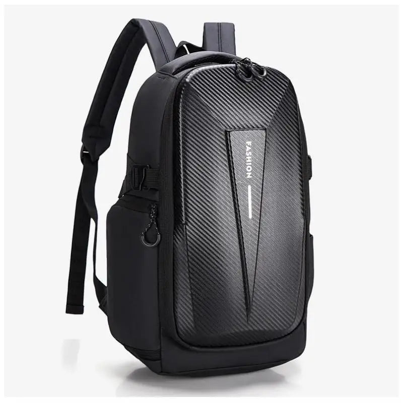 Sac à dos ordinateur homme coque rigide effet carbone, noir