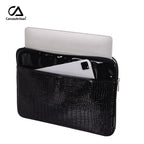 Pochette ordinateur effet croco verni, poche avant pour tablette