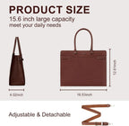 Sac ordinateur femme 15,6 pouces, cabas en simili cuir marron