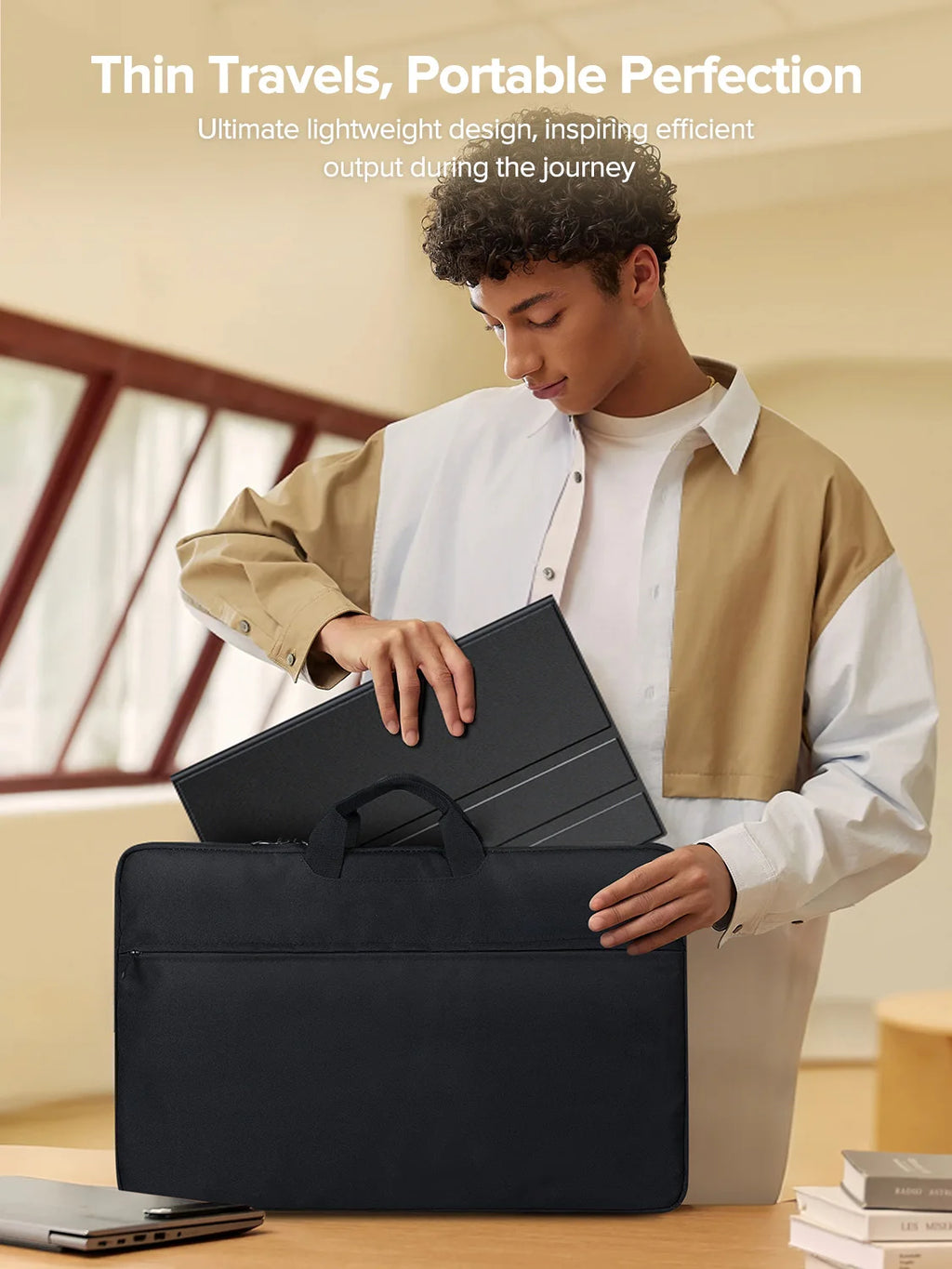 Housse ordinateur protection 24 pouces pour écran portable, poignées
