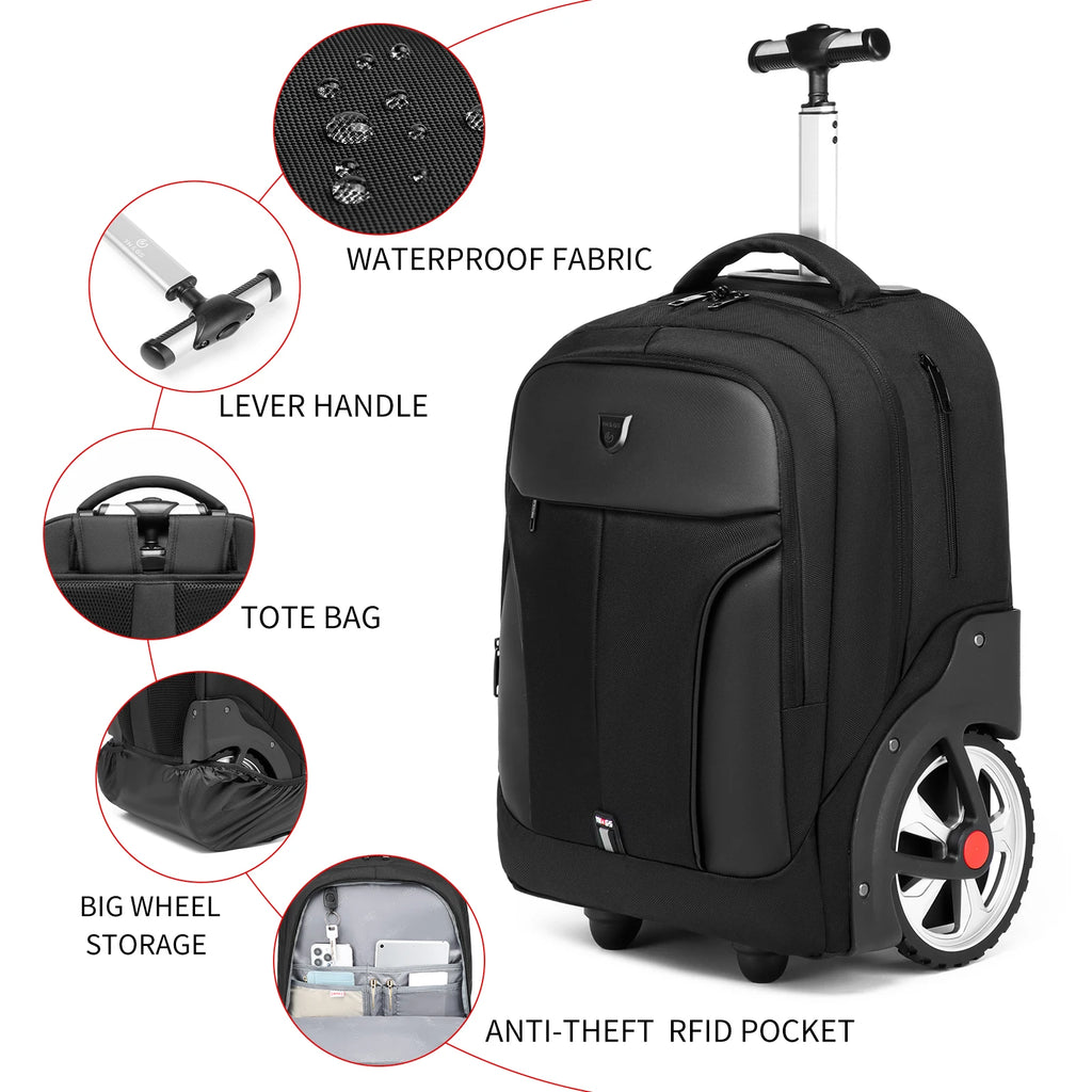 Sac à dos ordinateur à roulettes 50 L en oxford, grandes roues
