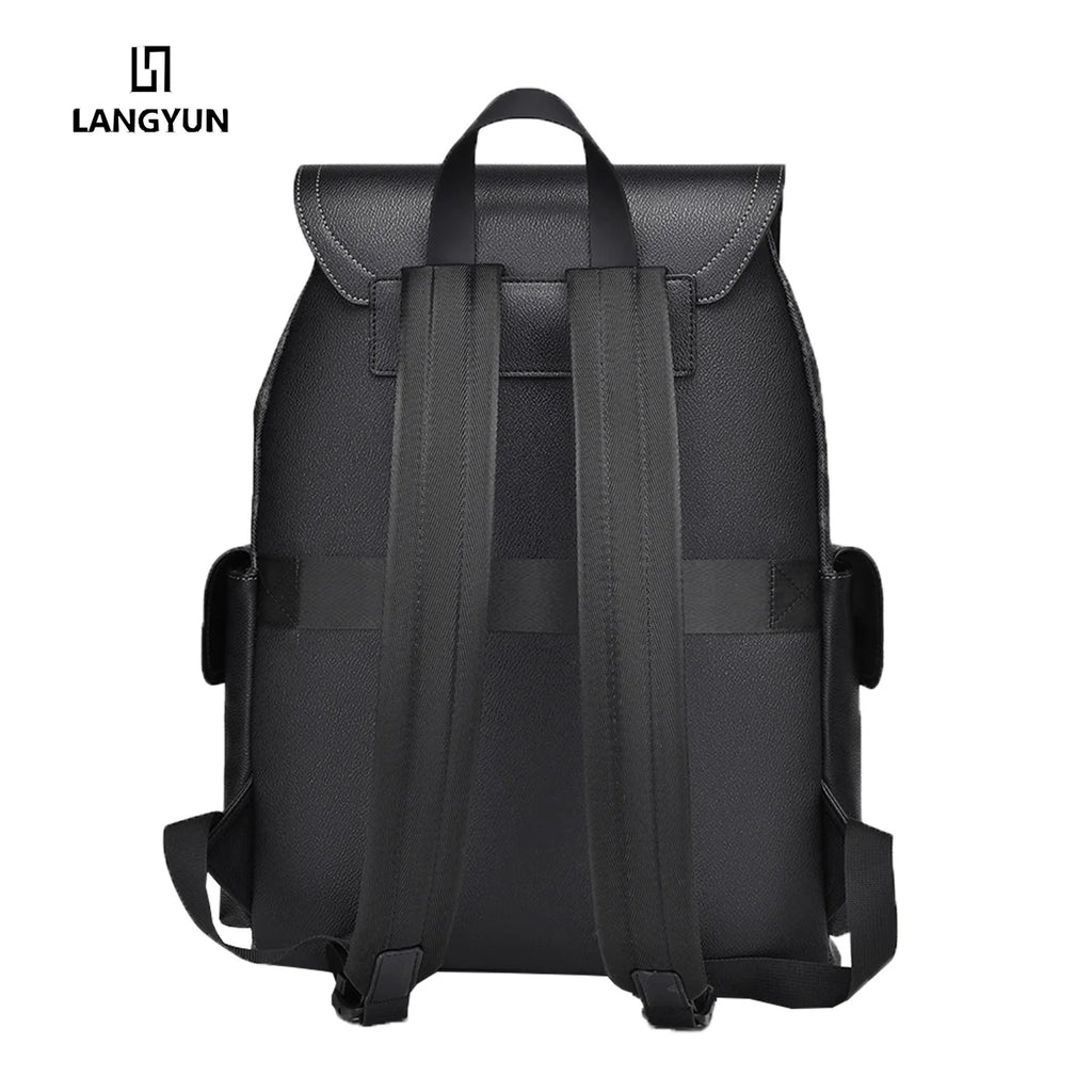Sac à dos ordinateur 15,6 pouces en simili cuir à damier, rabat